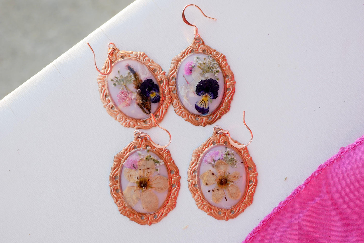 Customizable ornate vintage  flower bouquet Earrings – vintage copper earrings, ornate style