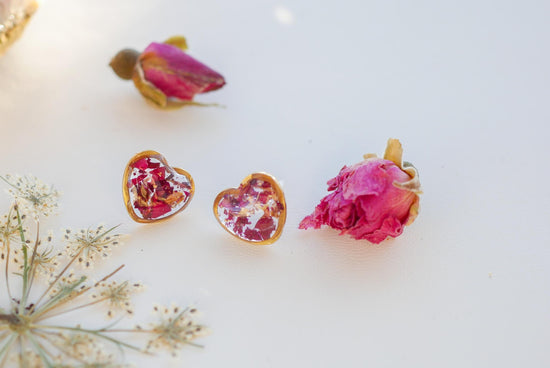 Stainless Steel Rose Petal Heart Earrings – Dainty, Romantic, and Lightweight