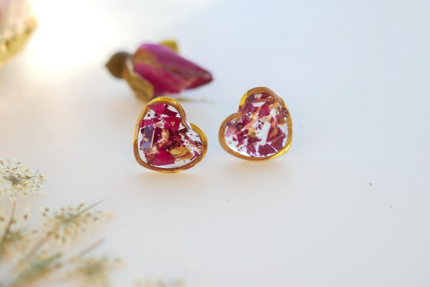 Stainless Steel Rose Petal Heart Earrings – Dainty, Romantic, and Lightweight