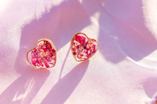 Stainless Steel Rose Petal Heart Earrings – Dainty, Romantic, and Lightweight