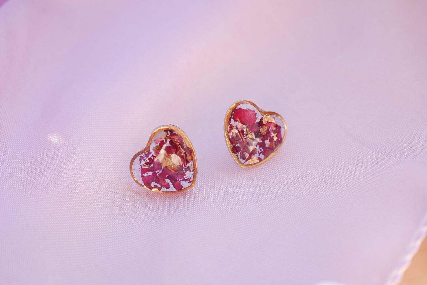 Stainless Steel Rose Petal Heart Earrings – Dainty, Romantic, and Lightweight