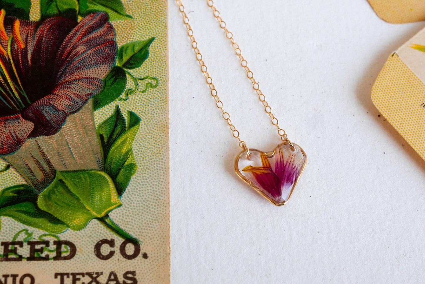 Indian blanket flower heart pendant – gold-fill or sterling silver