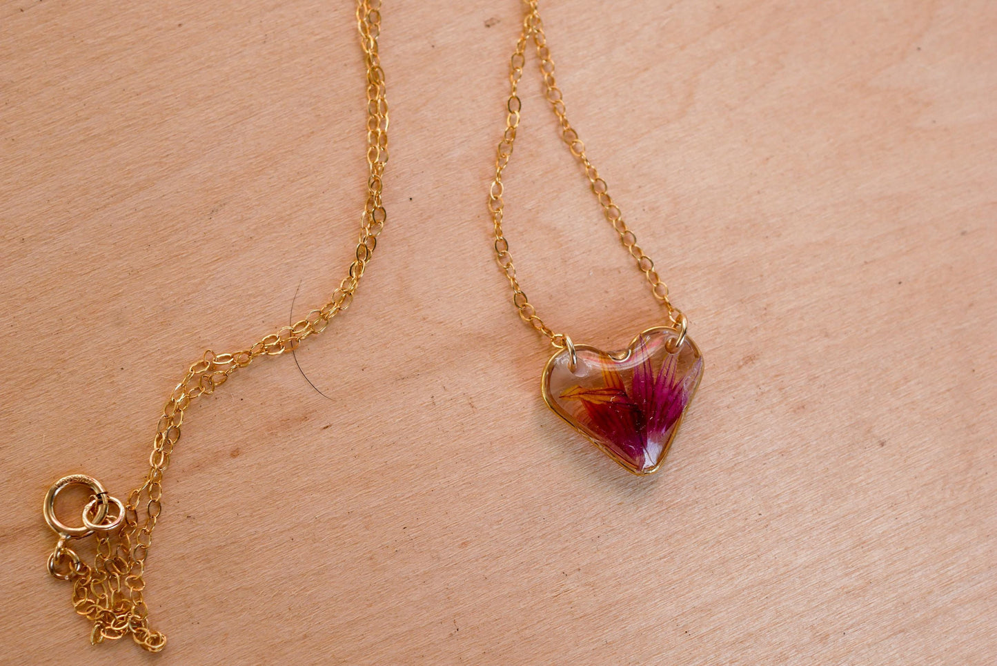 Indian blanket flower heart pendant – gold-fill or sterling silver