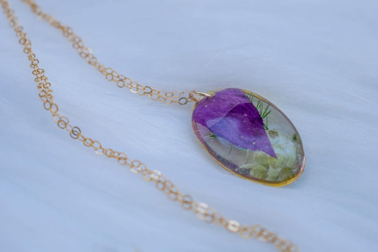 August birthflower and birthstone  necklace pressed flower jewelry, peridot and gladiolus pendant, pressed poppy or gladiolus necklace