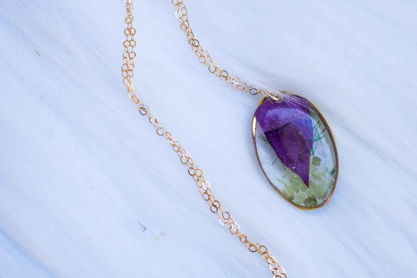 August birthflower and birthstone  necklace pressed flower jewelry, peridot and gladiolus pendant, pressed poppy or gladiolus necklace