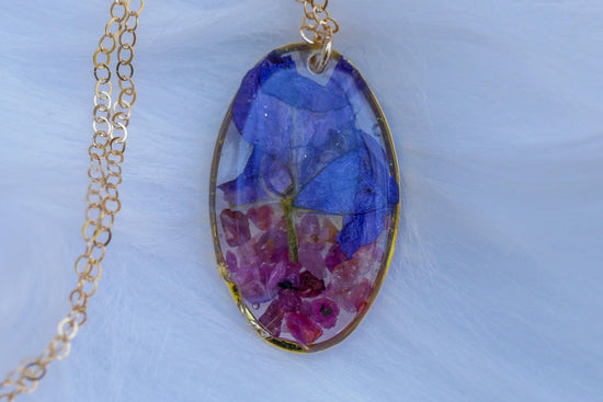 July Birth Flower and Birthstone Necklace – Ruby & Larkspur for Meaningful July Birthdays, birthflower jewelry, genuine birthstone necklace