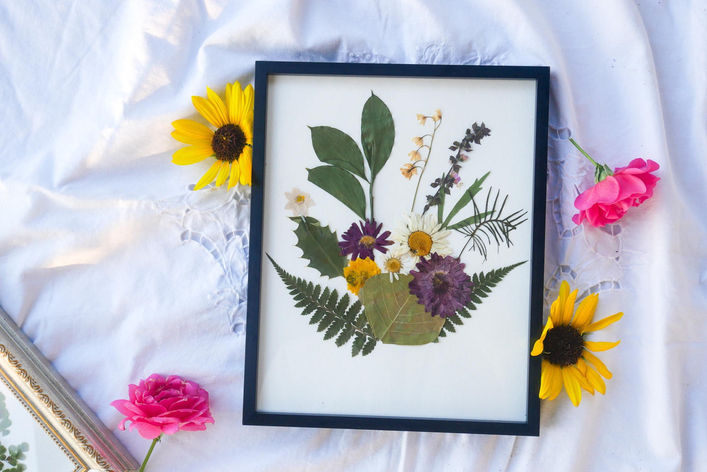 Custom Birth Flower Family Portrait - Pressed Floral Wall Decor