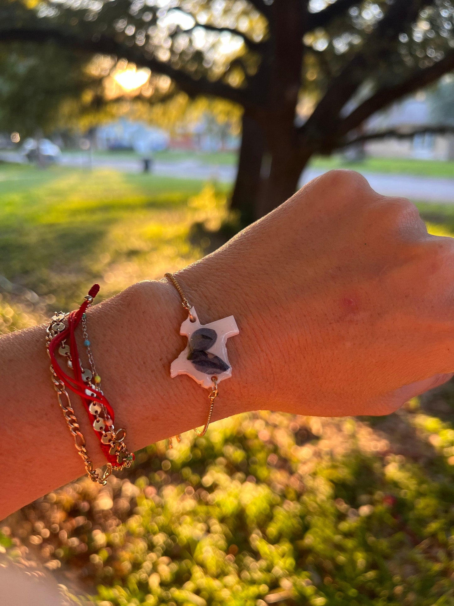 Bluebonnet Flower Bracelet: Pressed Texas Wildflower (Adjustable Chain)