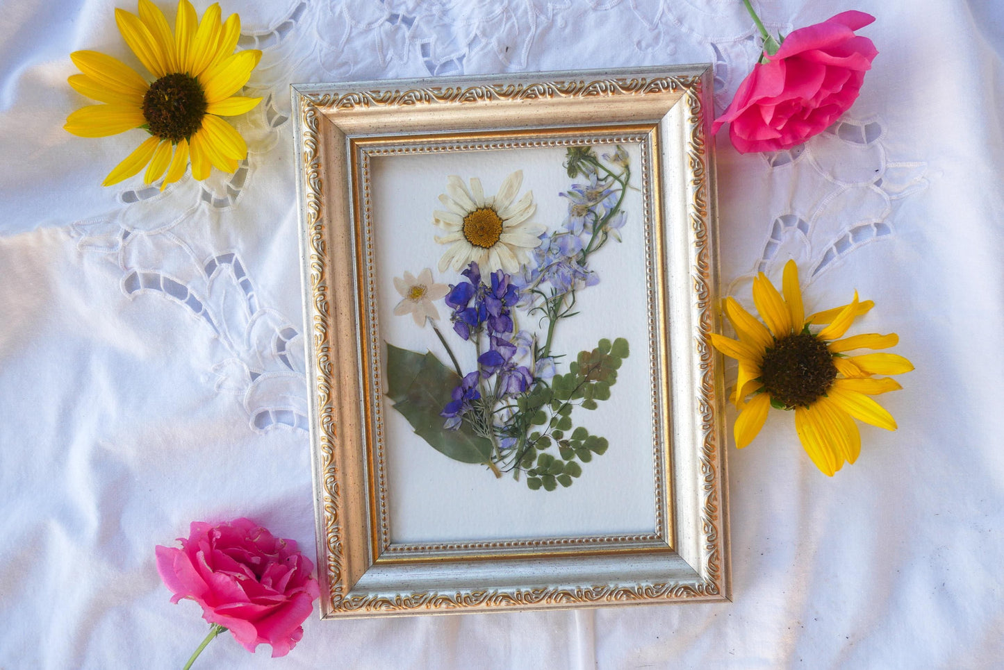 Custom Birth Flower Family Portrait - Pressed Floral Wall Decor