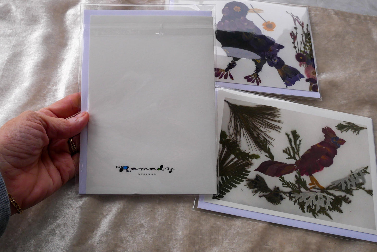 Pressed Flower Hummingbird Greeting Card (5x7 Blank, Texas Wildflowers)