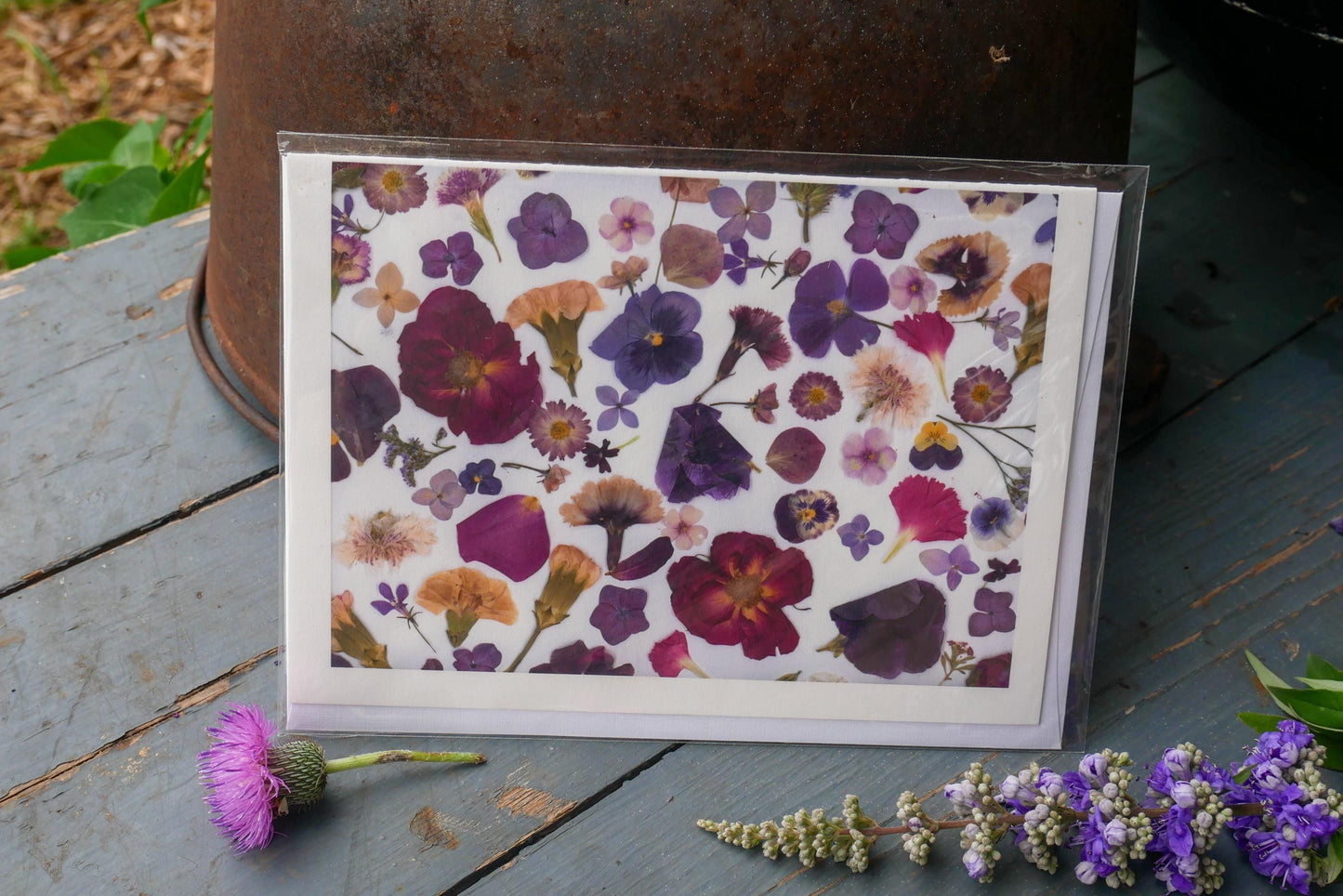 Pressed Texas Wildflower Card: Jewel-Toned Flower Collage Print