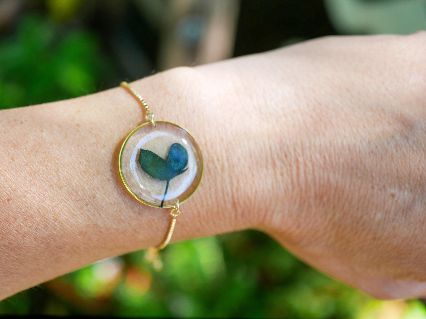Bluebonnet Flower Bracelet: Real Petal Resin - Gold or Silver Chain