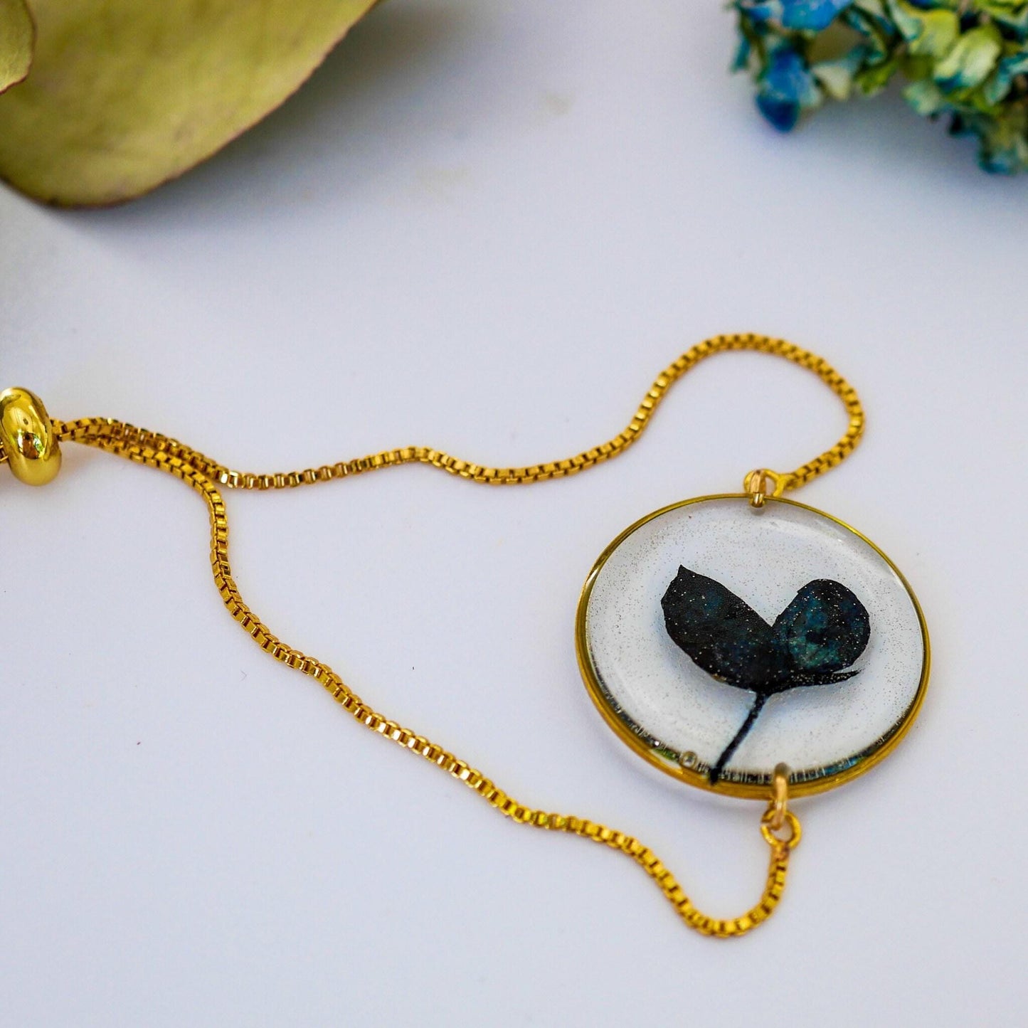 Bluebonnet Flower Bracelet: Real Petal Resin - Gold or Silver Chain