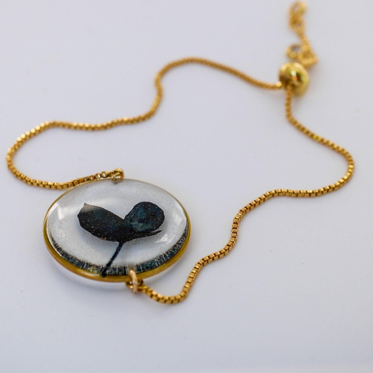 Bluebonnet Flower Bracelet: Real Petal Resin - Gold or Silver Chain