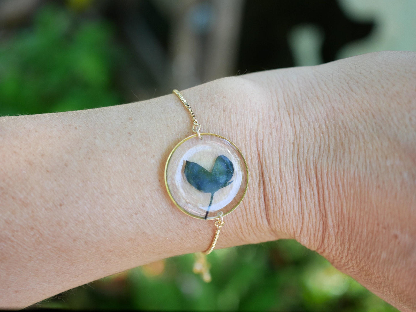 Bluebonnet Flower Bracelet: Real Petal Resin - Gold or Silver Chain