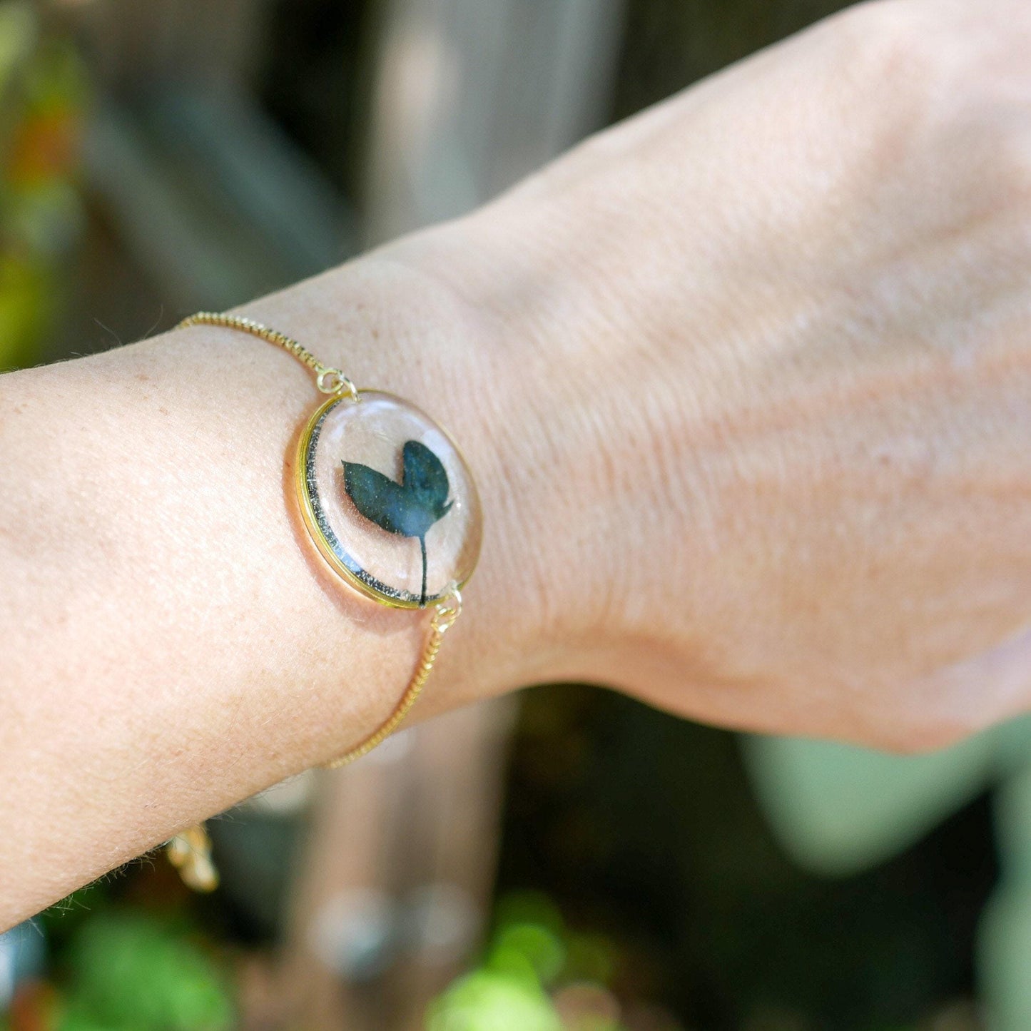 Bluebonnet Flower Bracelet: Real Petal Resin - Gold or Silver Chain