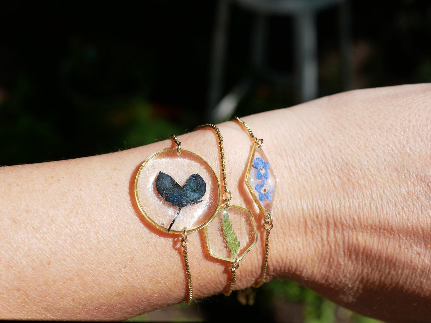 Bluebonnet Flower Bracelet: Real Petal Resin - Gold or Silver Chain