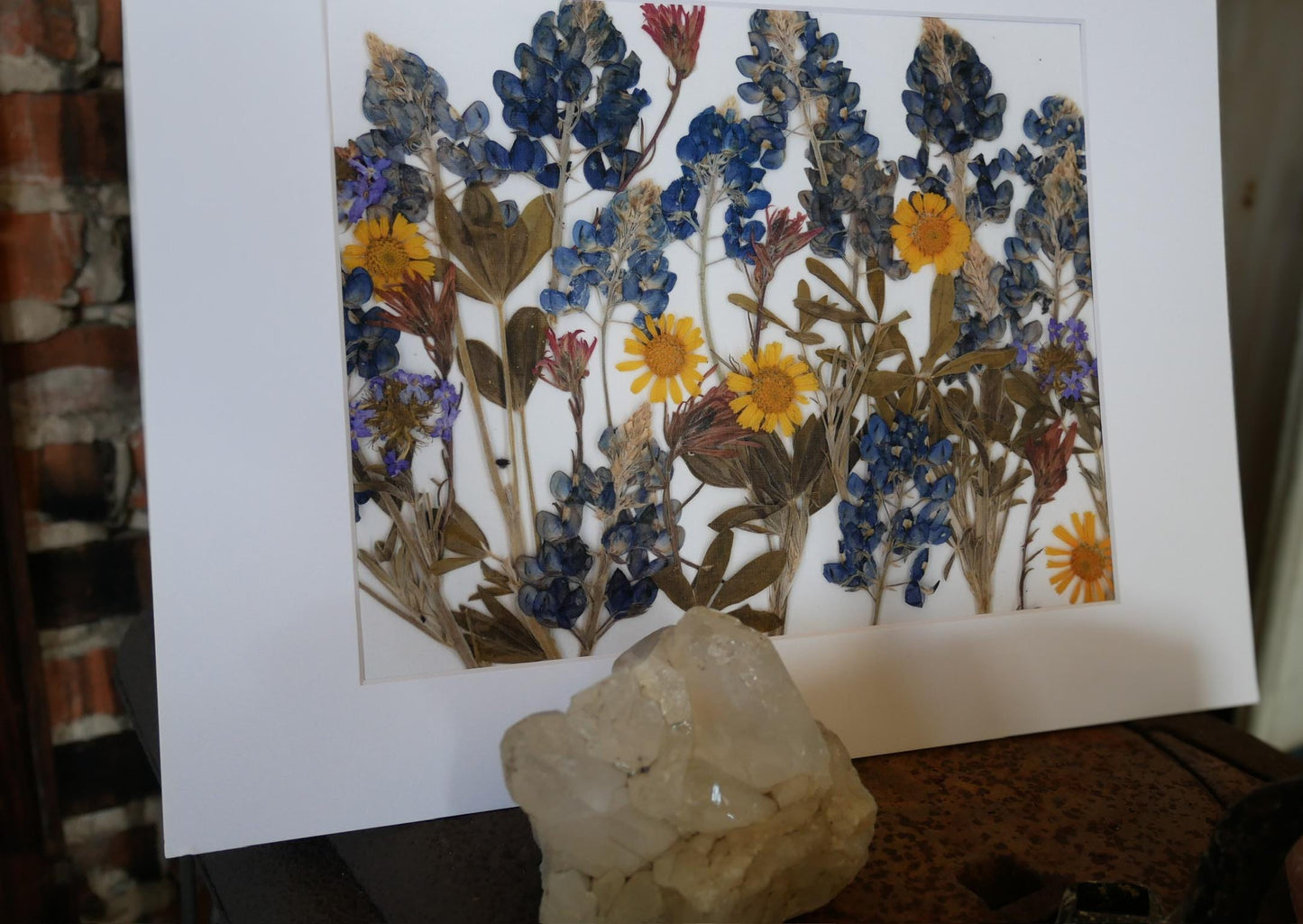 Pressed Bluebonnets Wall Art, Texas Wildflowers (Floral Landscape Print)