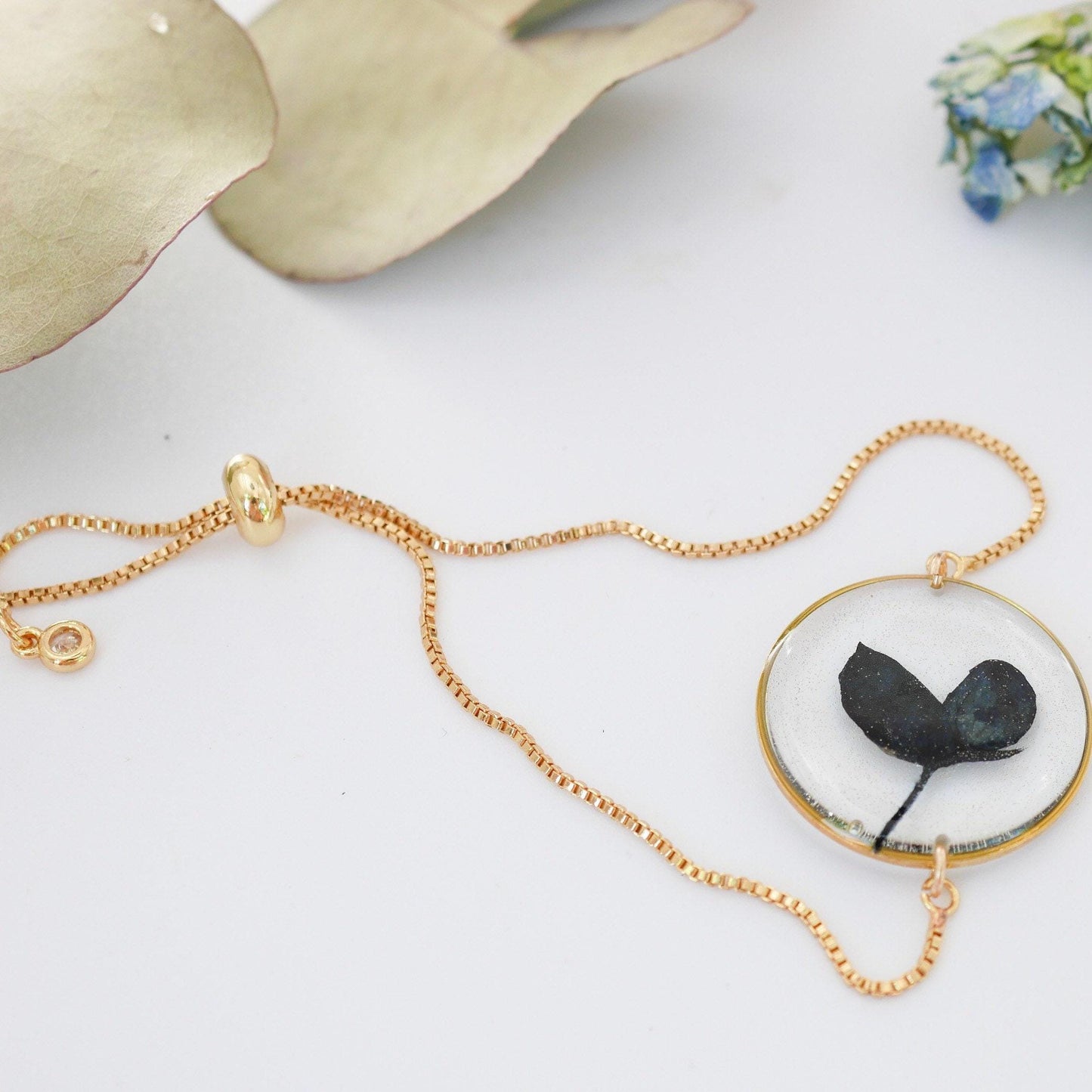 Bluebonnet Flower Bracelet: Real Petal Resin - Gold or Silver Chain