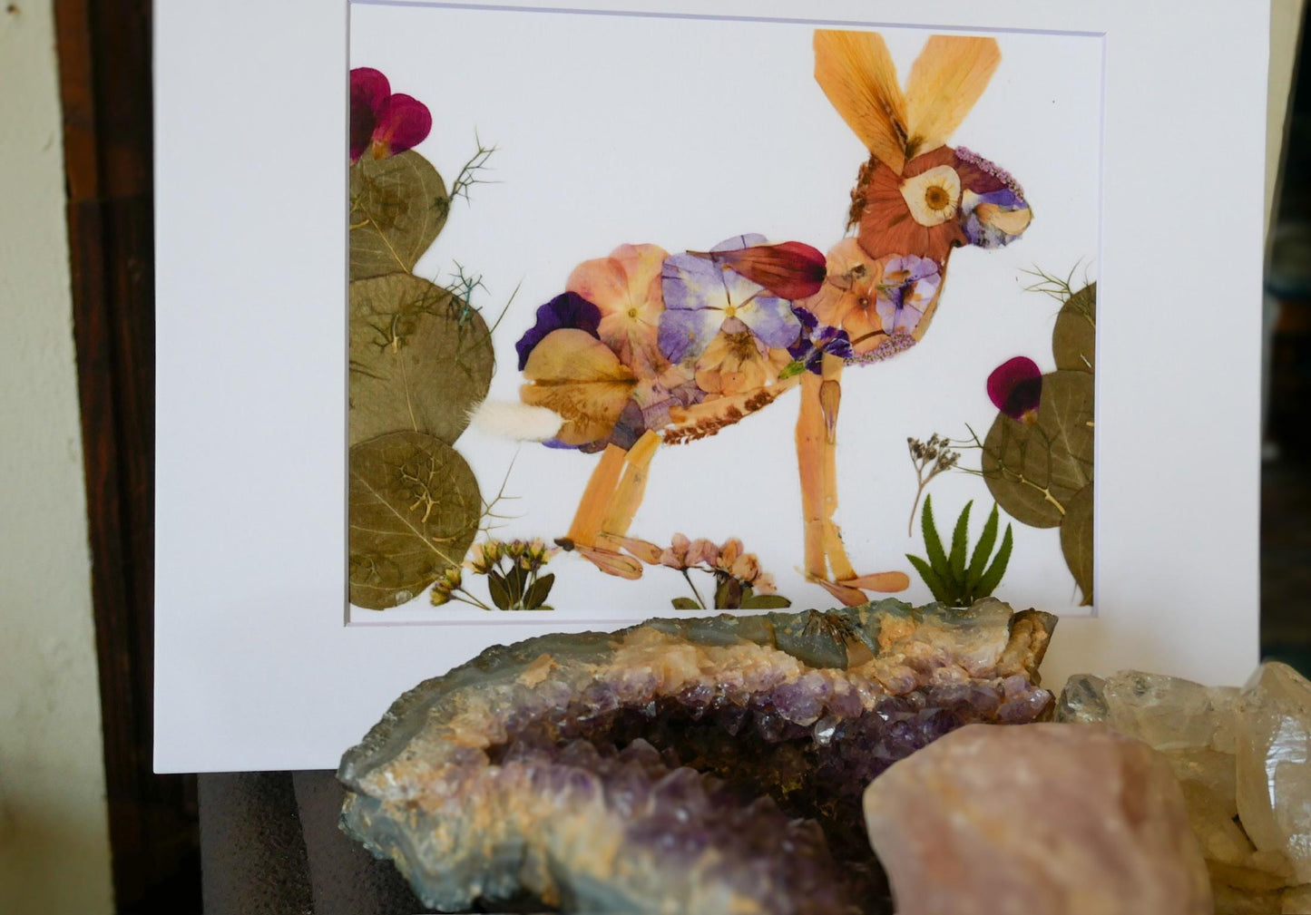 a collage of various natural elements, including a colorful flower-like creature, a rock formation, and some plants.