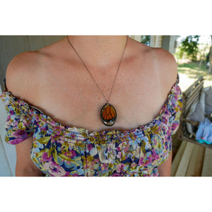 Monarch butterfly wing necklace