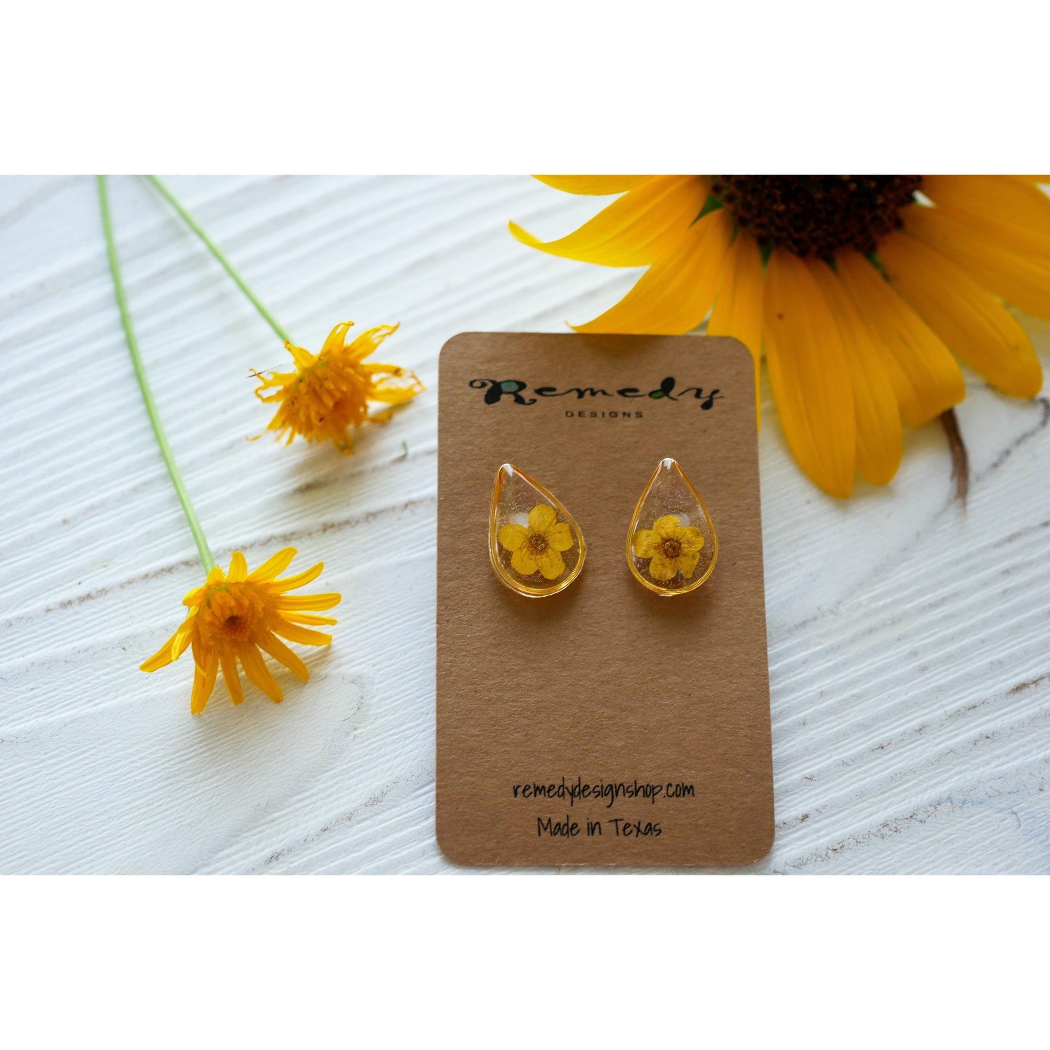 Yellow Flower Stud Earrings