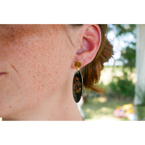 Oval confetti earrings on posts