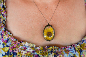 Sunflower glass pendant