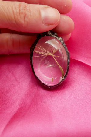 Dandelion seed glass pendant