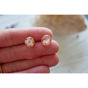 pink pressed flower earrings