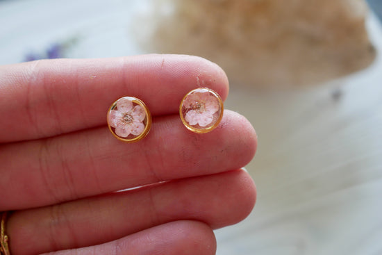 pink pressed flower earrings