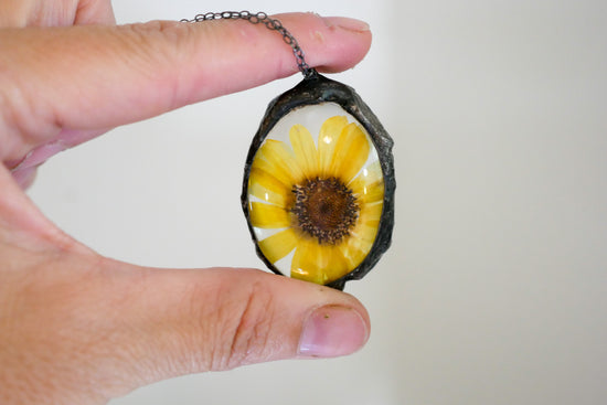 Sunflower glass pendant