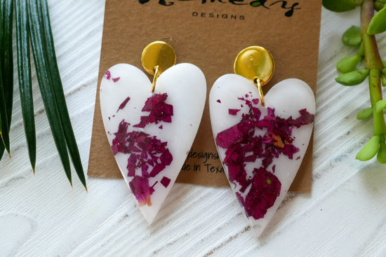 Rose Petal heart statement earrings