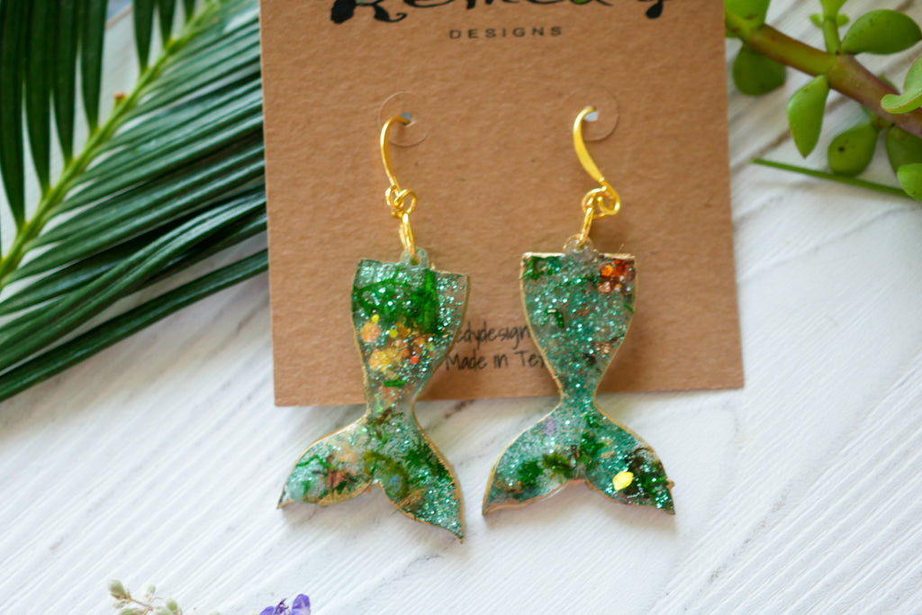 Moss Mermaid Tail earrings