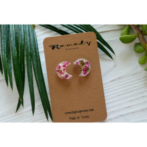 moon pressed flower studs 