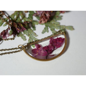 Pressed Coral Bells Half Moon Necklace