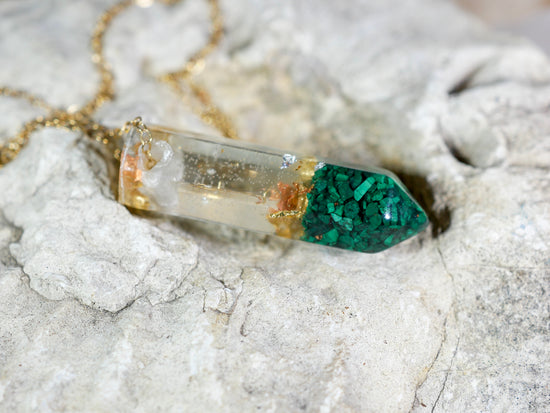 Malachite Crystal Point Necklace