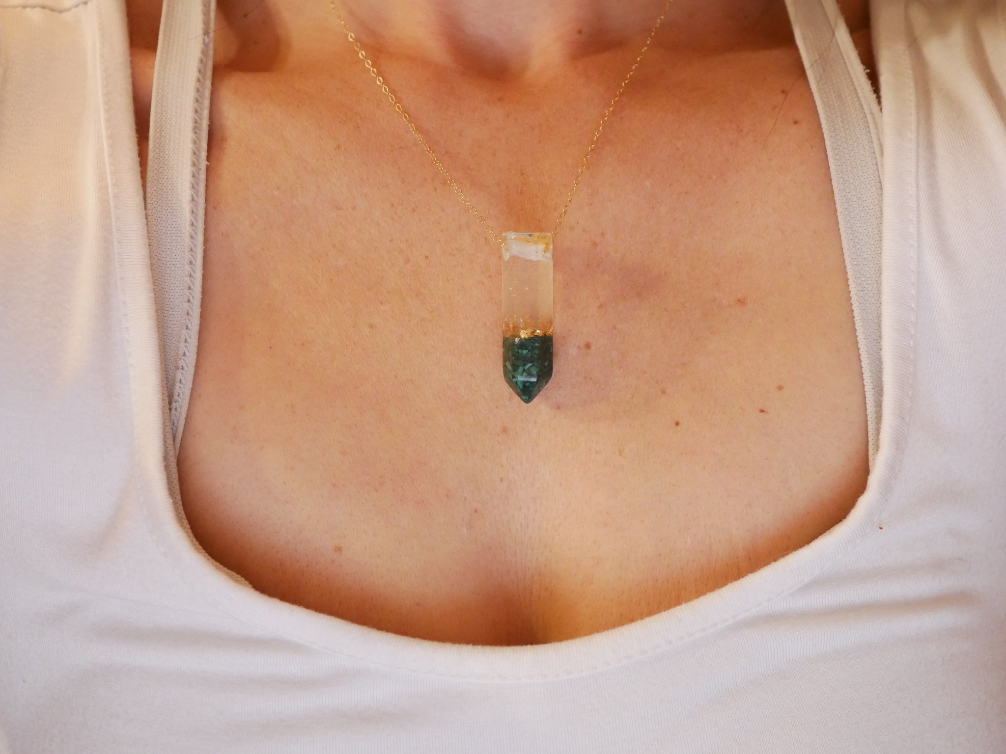 Malachite Crystal Point Necklace
