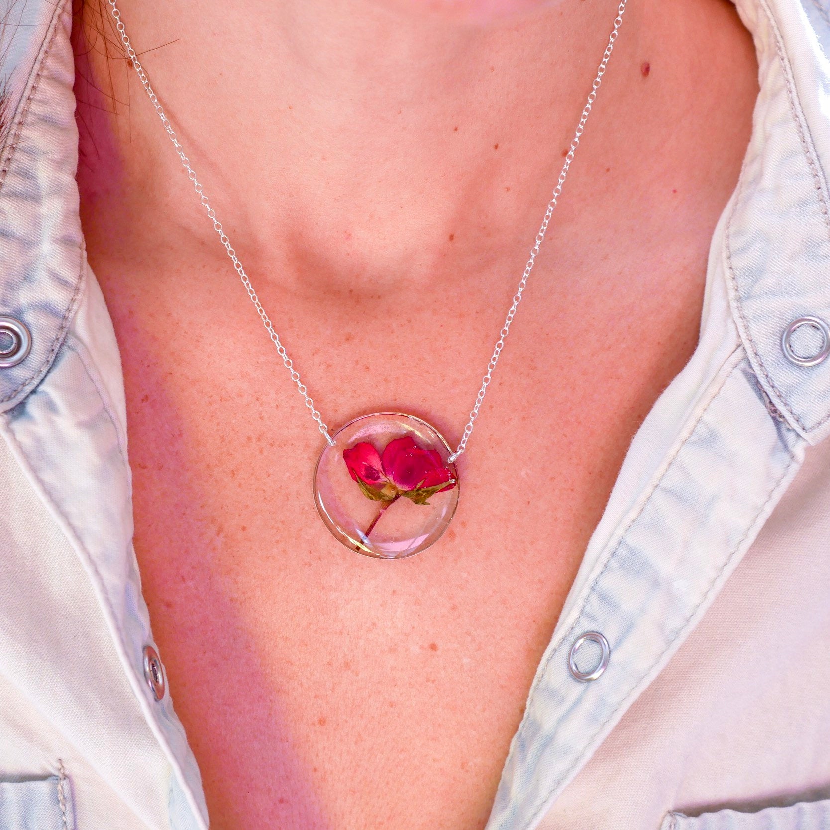 Real rose circle  necklace