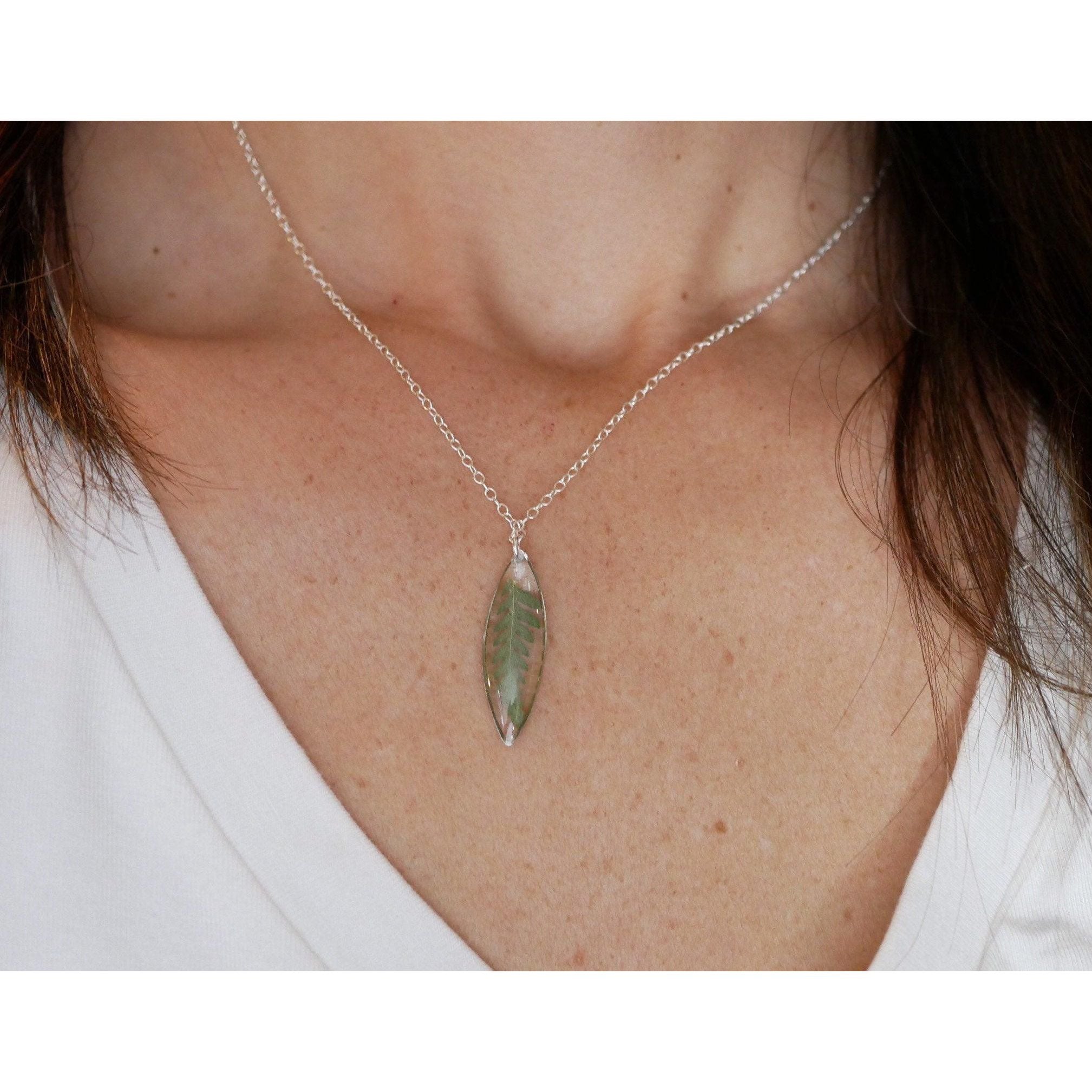 Tiny Fern Marquise Necklace