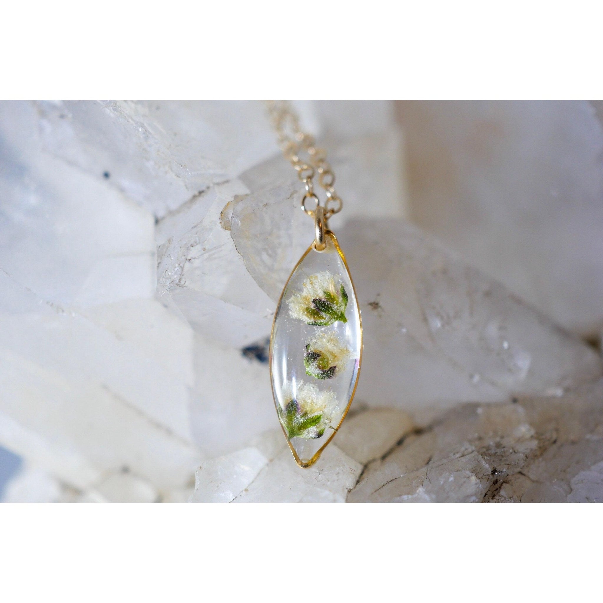 Tiny Baby's Breath Marquise necklace