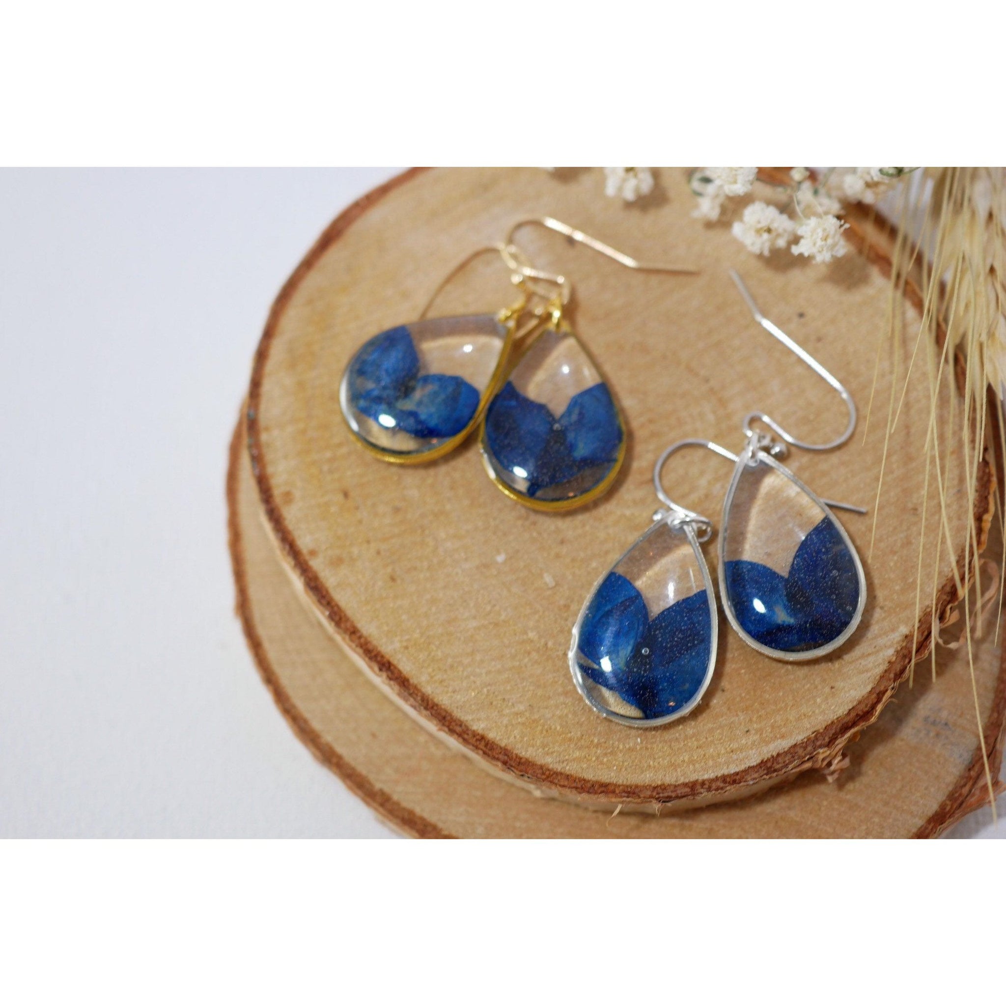 Texas Bluebonnet petal teardrop earrings