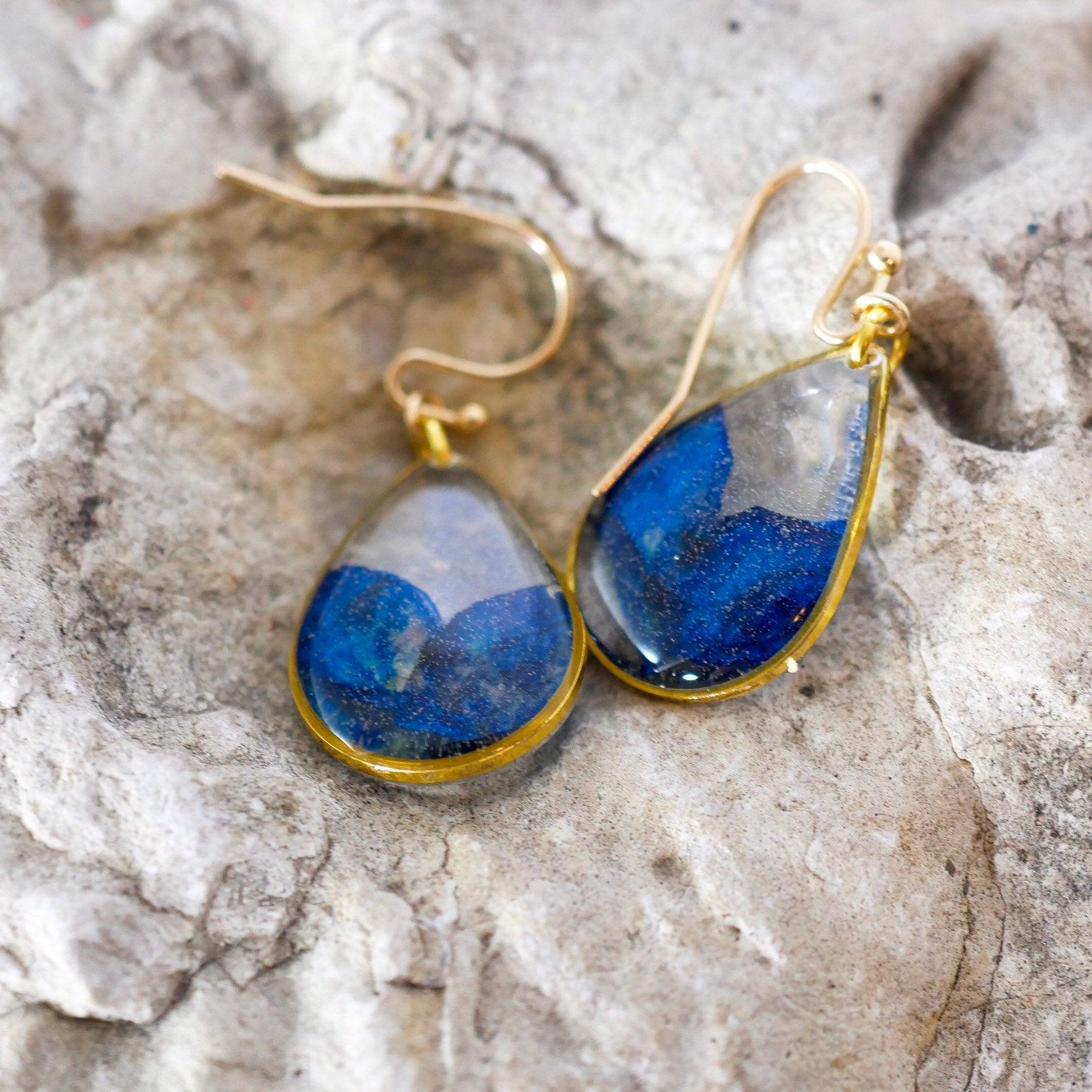 Texas Bluebonnet petal teardrop earrings