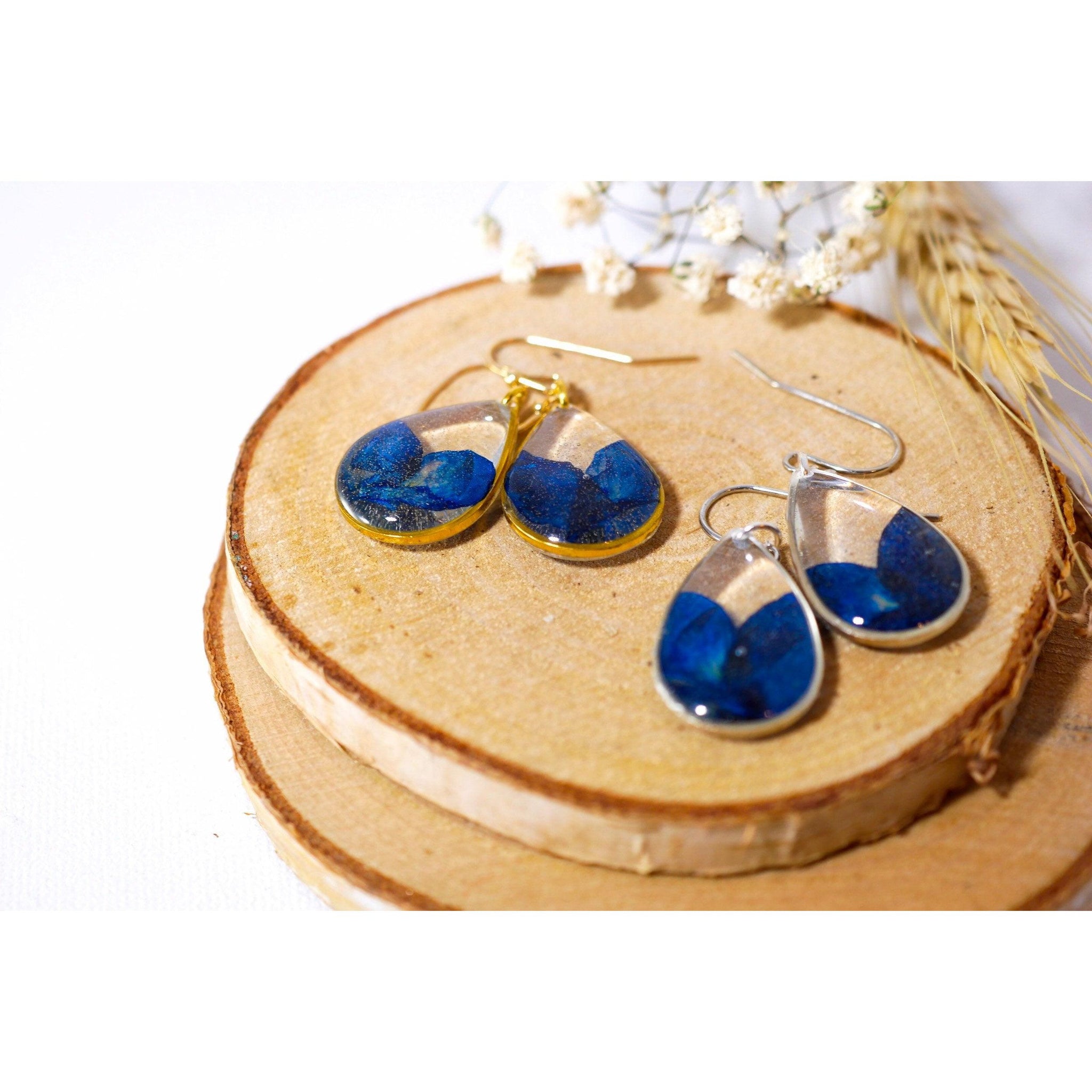Texas Bluebonnet petal teardrop earrings