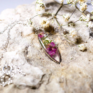 Pressed Heather dainty Marquise Necklace