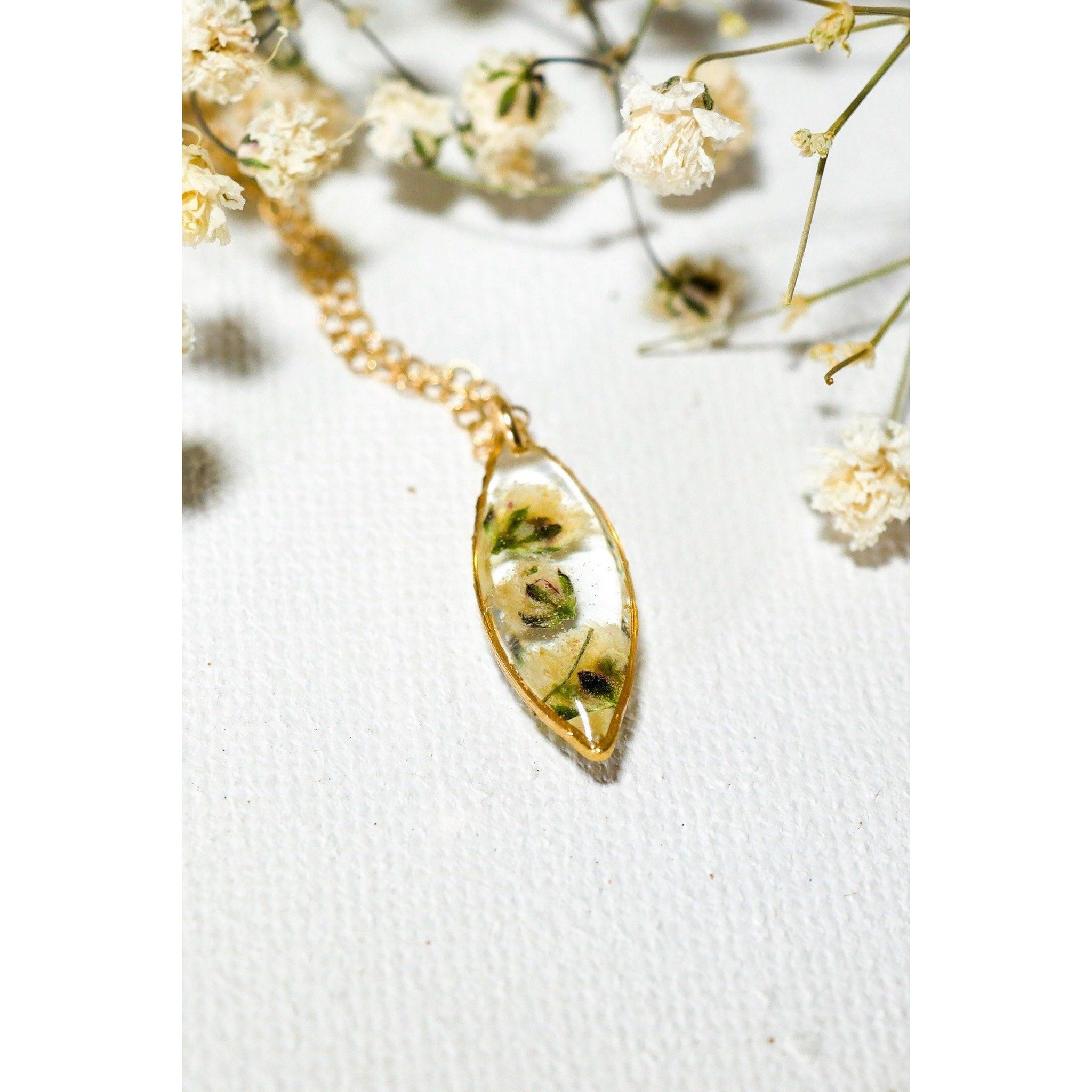 Tiny Baby's Breath Marquise necklace