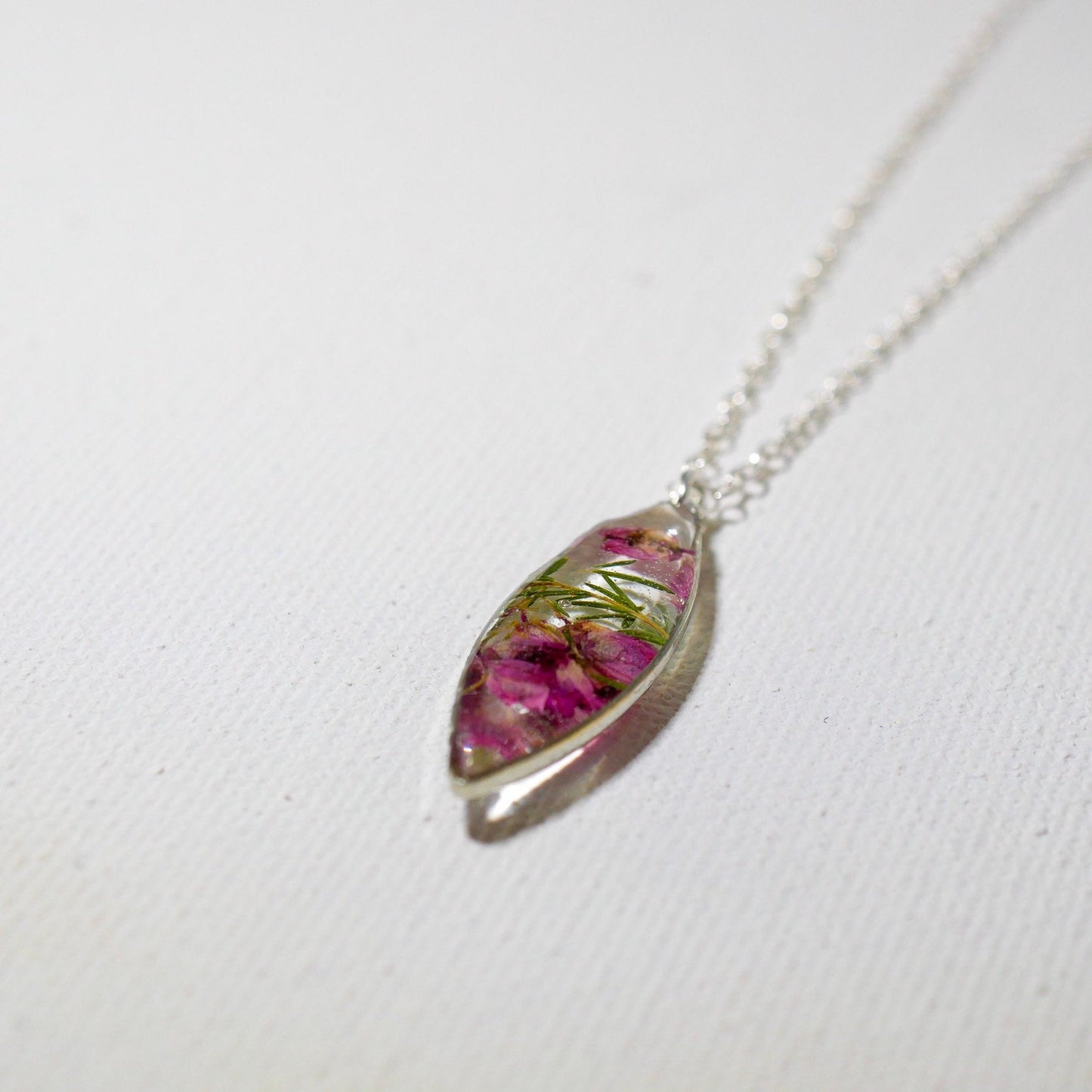 Load image into Gallery viewer, Pressed Heather dainty Marquise Necklace
