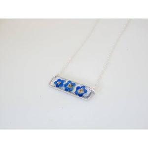 Forget me not horizontal bar necklace