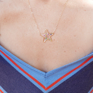 Pressed Flower Confetti Star Necklace
