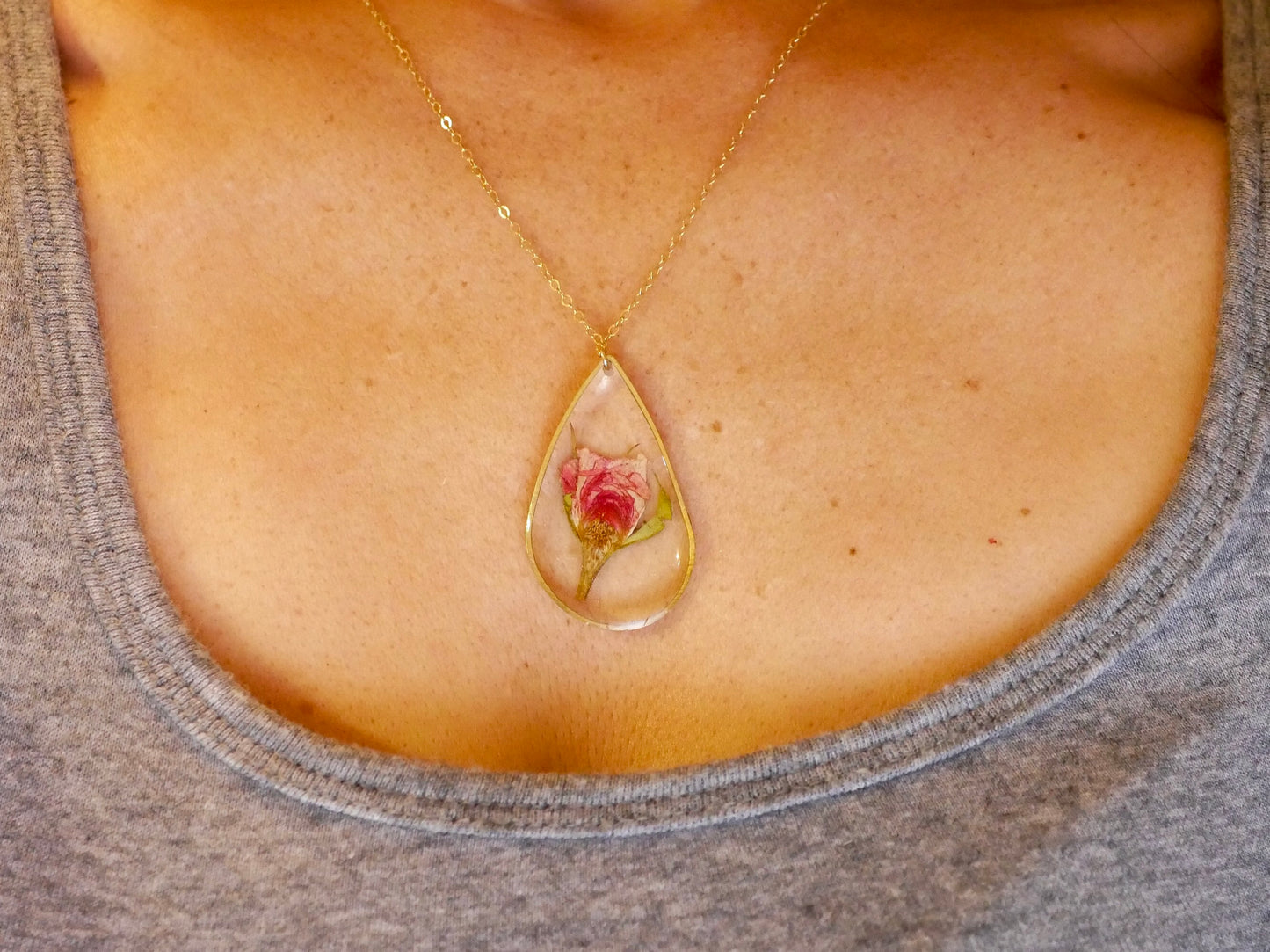 Rose Teardrop Necklace